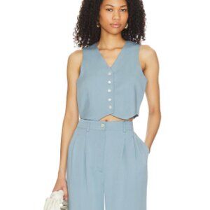 Donni Twill Pleated Pant and Cropped Vest Set- Small